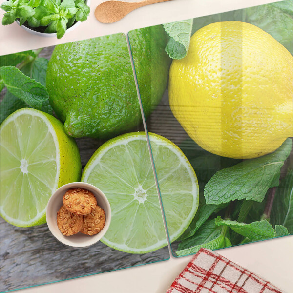 Szklana deska kuchenna Cytryny i limonki z miętą