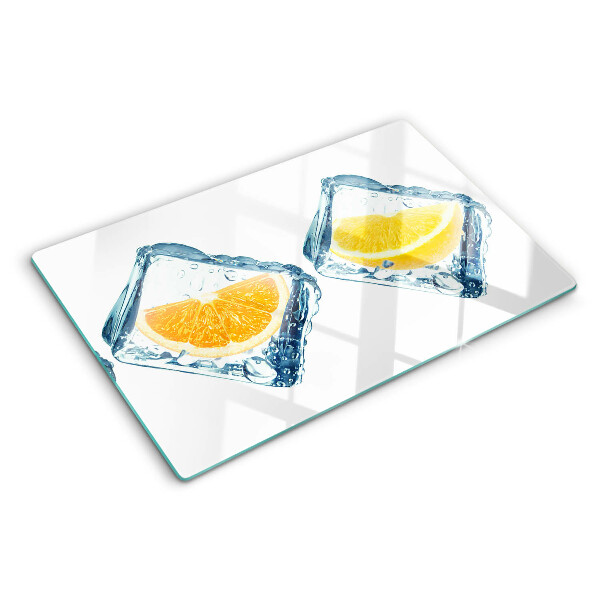 Tabla de cortar de cristal Fruta en hielo