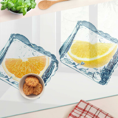 Tabla de cortar de cristal Fruta en hielo