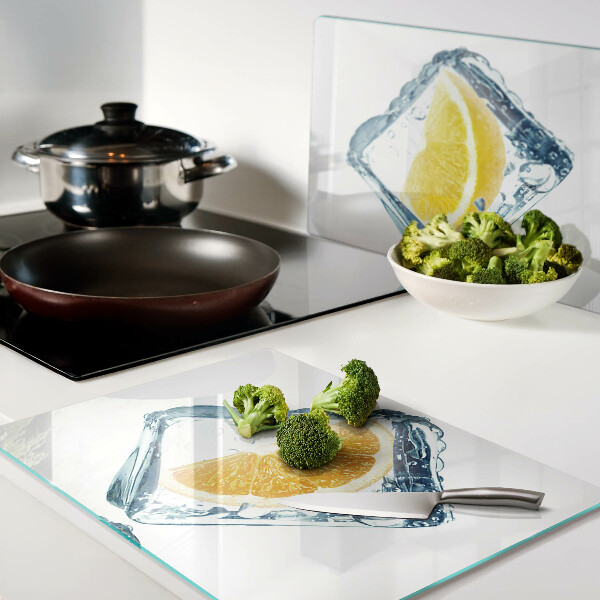 Tabla de cortar de cristal Fruta en hielo