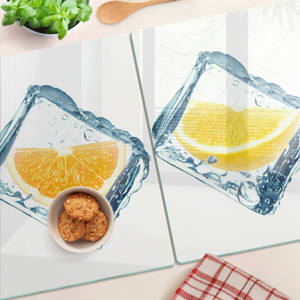 Tabla de cortar de cristal Fruta en hielo
