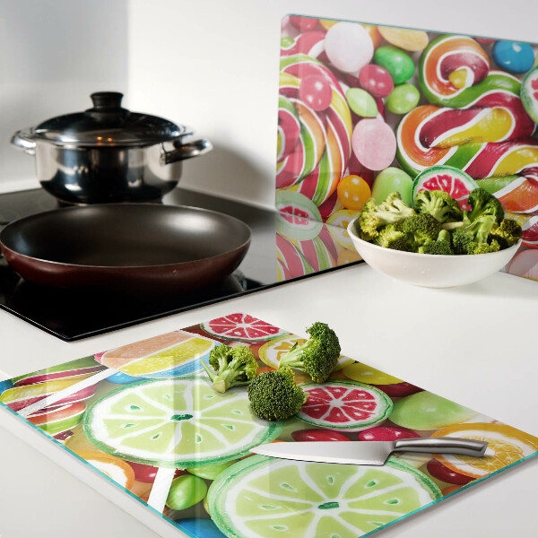 Tabla para cortar Dulces caramelos y frutas