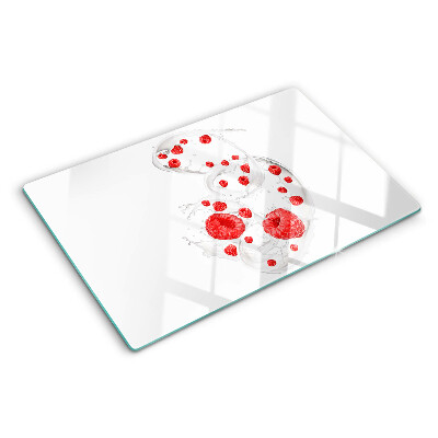 Tabla de cortar de cristal Burbujas de frambuesa en el agua