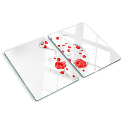 Tabla de cortar de cristal Burbujas de frambuesa en el agua