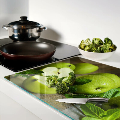 Szklana deska do krojenia Zielone jabłka z miętą