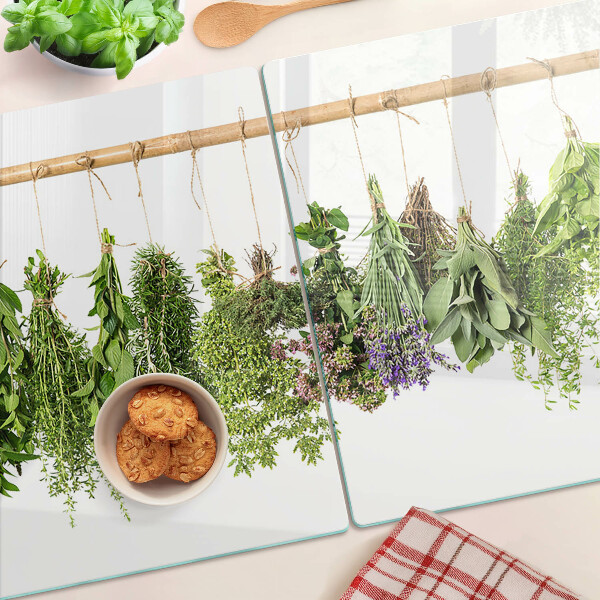 Szklana deska kuchenna Suszone zioła na sznurku