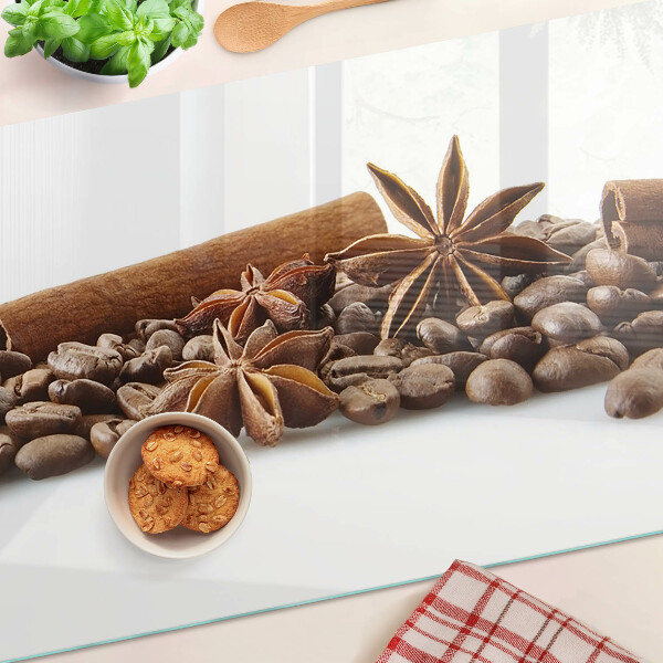 Tabla de cortar de cristal Especias y granos de café