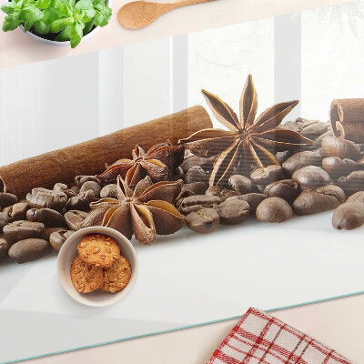 Tabla de cortar de cristal Especias y granos de café