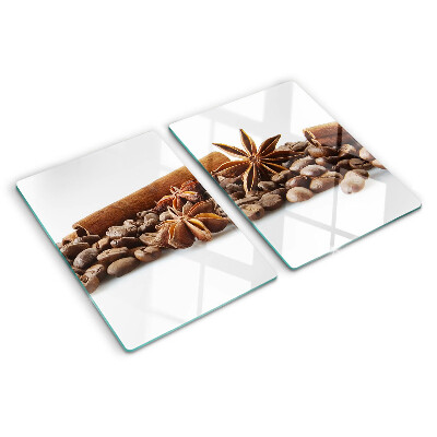 Tabla de cortar de cristal Especias y granos de café