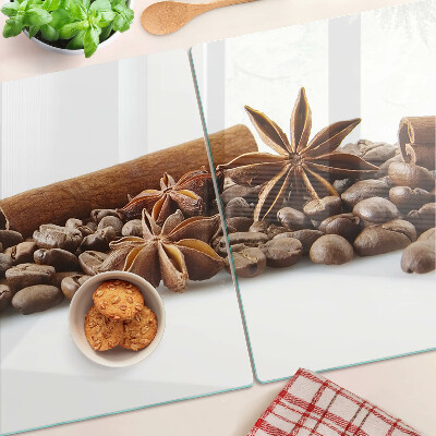 Tabla de cortar de cristal Especias y granos de café