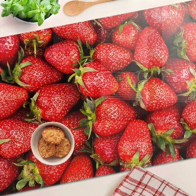 Deska kuchenna szklana Truskawki na tle czerwonym