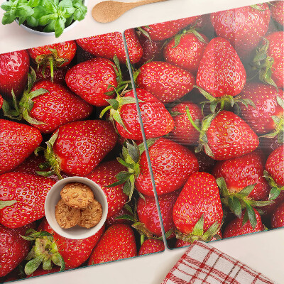 Deska kuchenna szklana Truskawki na tle czerwonym