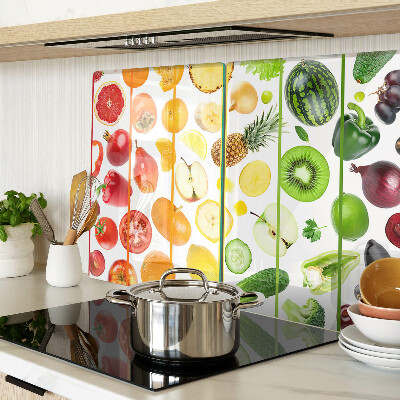 Szklana deska do krojenia Owoce i warzywa w kolorach tęczy