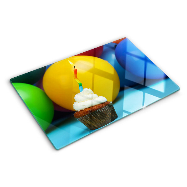 Tabla de cocina Cupcake de cumpleaños con globos