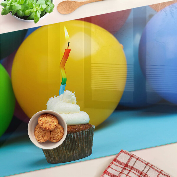 Tabla de cocina Cupcake de cumpleaños con globos