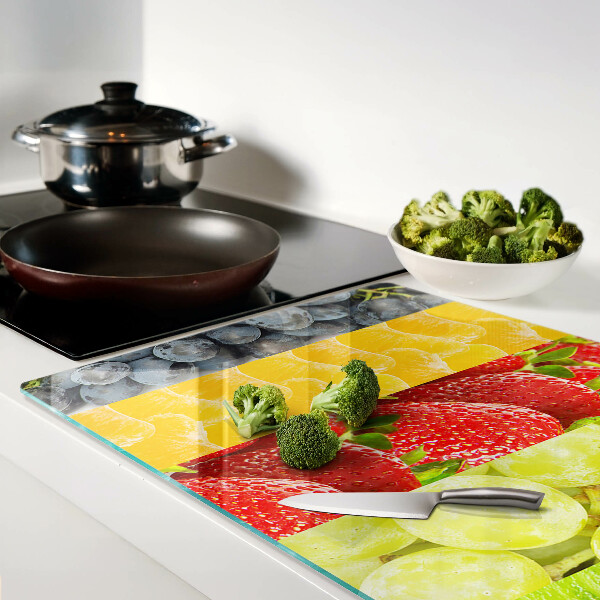Tabla de cortar de cristal Fruta rayada