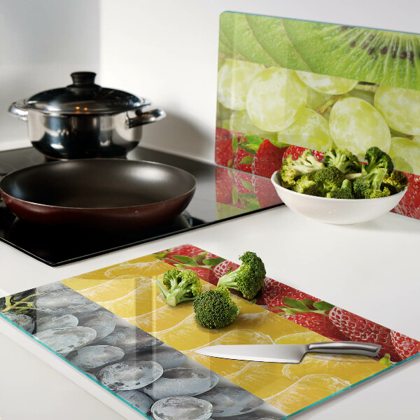 Tabla de cortar de cristal Fruta rayada