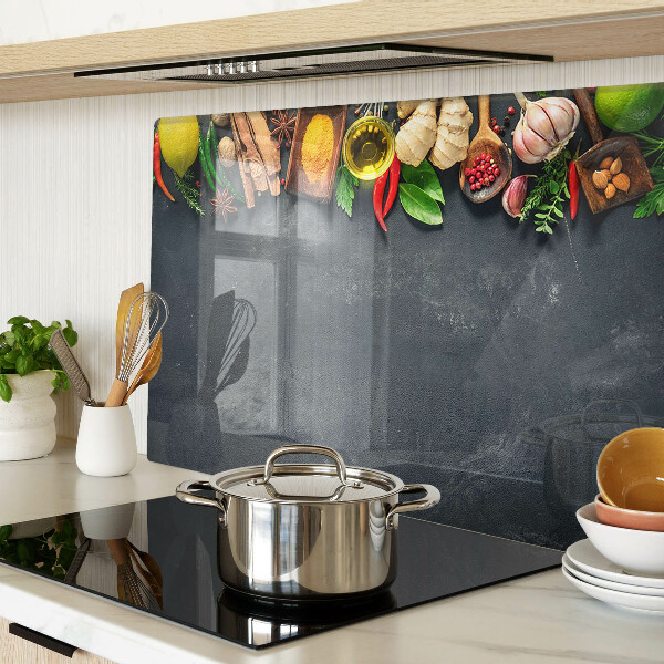 Tabla de cortar de cristal Especias e ingredientes de cocina