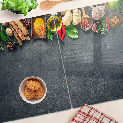 Tabla de cortar de cristal Especias e ingredientes de cocina