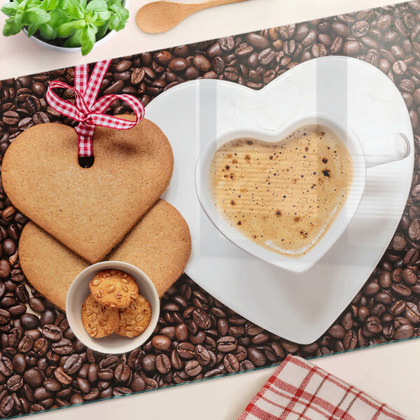 Tabla de cortar Café con corazón y galletas