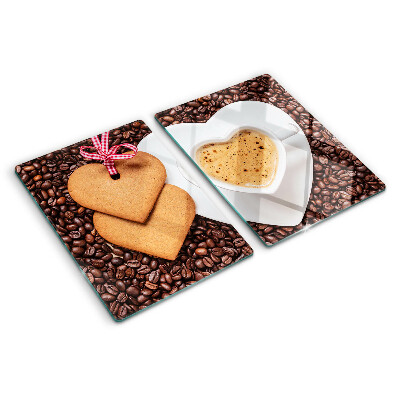 Tabla de cortar Café con corazón y galletas