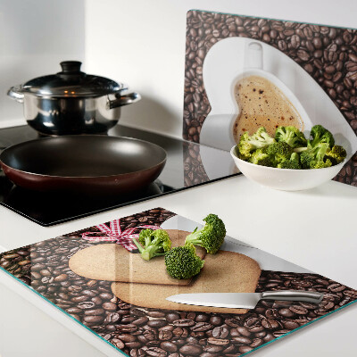 Deska kuchenna szklana Kawa z sercem i ciasteczkami