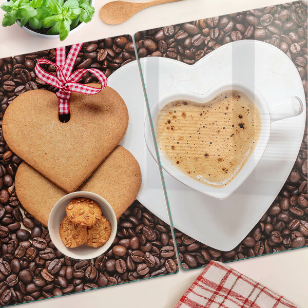 Tabla de cortar Café con corazón y galletas