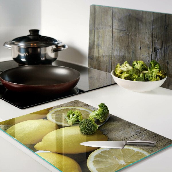 Deska kuchenna szklana Cytryny na drewnianym tle