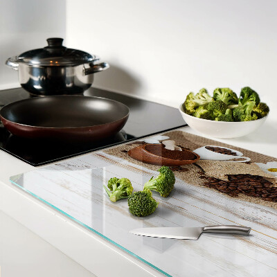 Tabla de cortar de cristal Café y granos de café