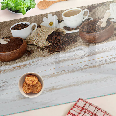 Tabla de cortar de cristal Café y granos de café
