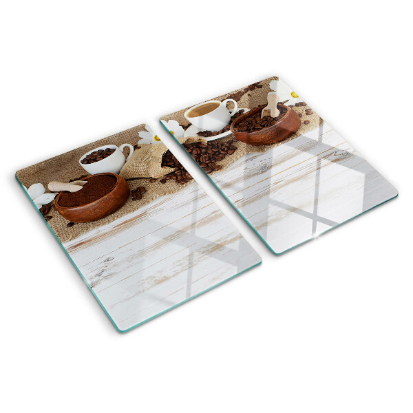 Tabla de cortar de cristal Café y granos de café