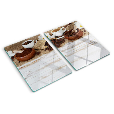 Tabla de cortar de cristal Café y granos de café