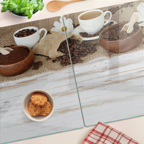 Tabla de cortar de cristal Café y granos de café