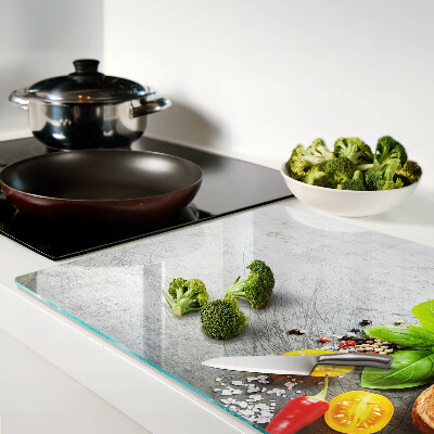 Szklana deska do krojenia Kuchenne składniki i zioła