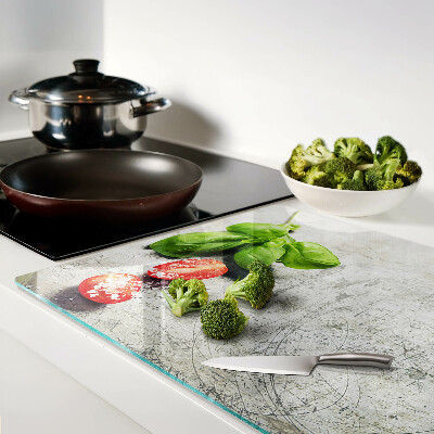 Tabla de cortar de cristal Tomates con albahaca y sal