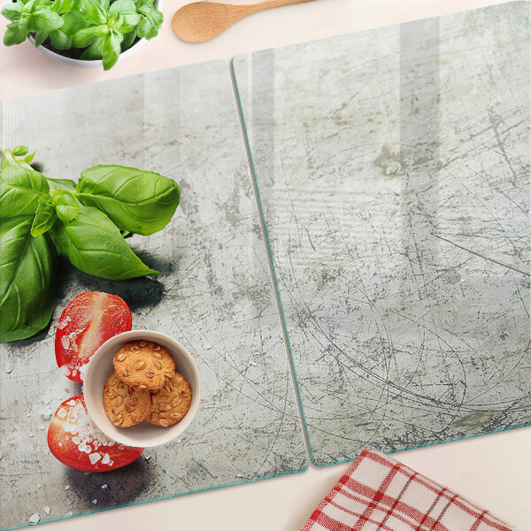 Tabla de cortar de cristal Tomates con albahaca y sal