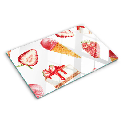 Deska kuchenna szklana Lody i truskawki