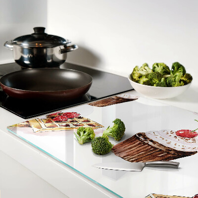 Tabla de cortar Gofres y cupcakes con cerezas