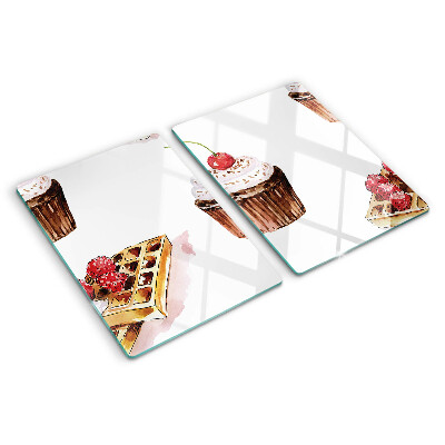 Tabla de cortar Gofres y cupcakes con cerezas