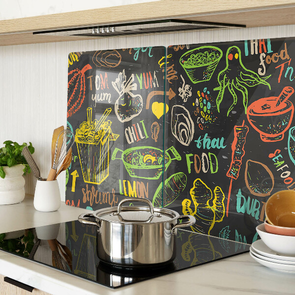 Tabla de cocina Tema culinario con comida.