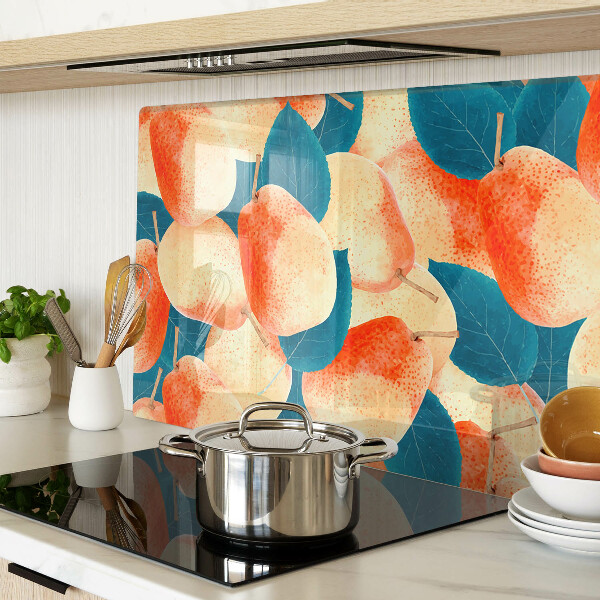 Szklana deska kuchenna Brzoskwinie na tle liści