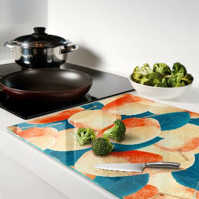 Szklana deska kuchenna Brzoskwinie na tle liści