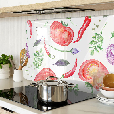 Szklana deska kuchenna Warzywne akcenty w akwareli