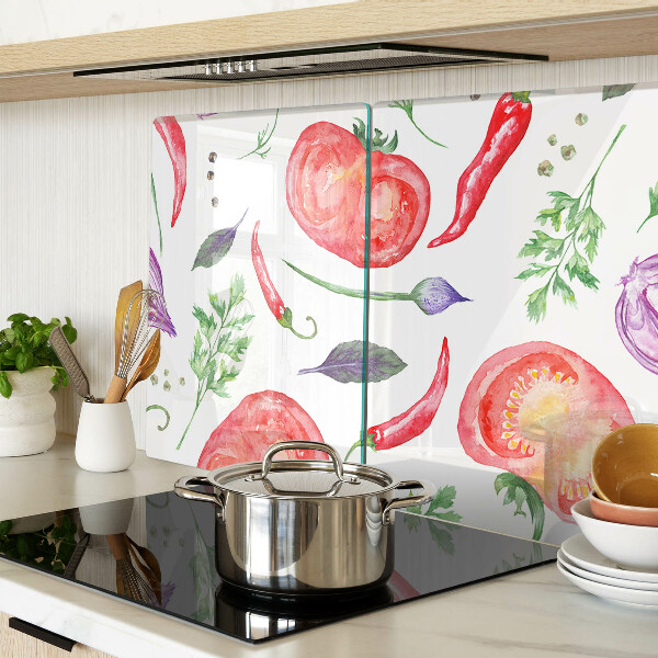 Szklana deska kuchenna Warzywne akcenty w akwareli