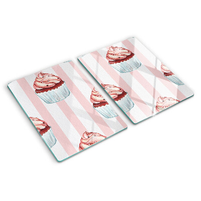 Tabla de cortar de cristal Cupcakes con rayas rosas