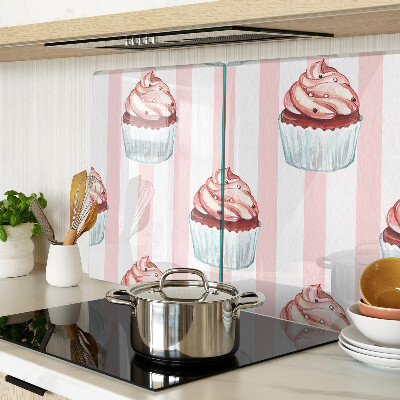 Tabla de cortar de cristal Cupcakes con rayas rosas