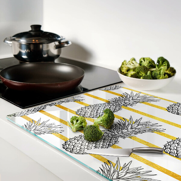 Deska kuchenna szklana Ananasy na paskach