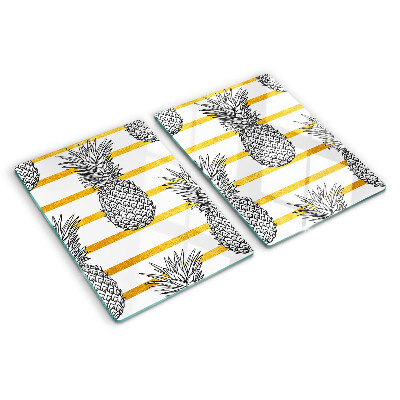 Deska kuchenna szklana Ananasy na paskach