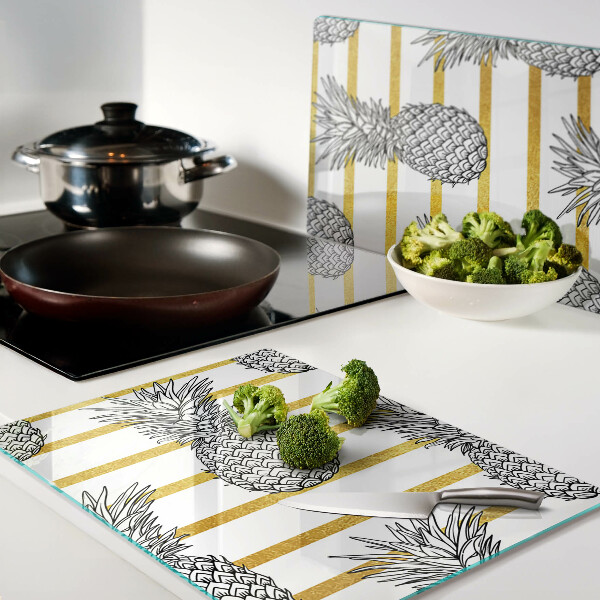 Deska kuchenna szklana Ananasy na paskach