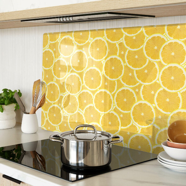 Deska kuchenna szklana Plastry cytryny na żółtym tle